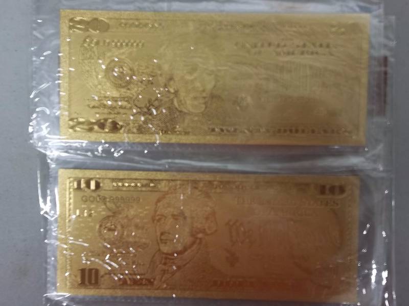 2- Gold Bank Notes With COA 99.9 Pure 24K (No Guarantee Of Quality Or Quantity Of Contents)