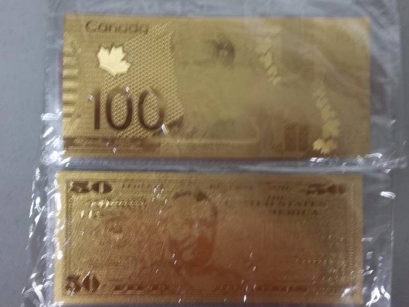 2- Gold Bank Notes With COA 99.9 Pure 24K (No Guarantee Of Quality Or Quantity Of Contents)