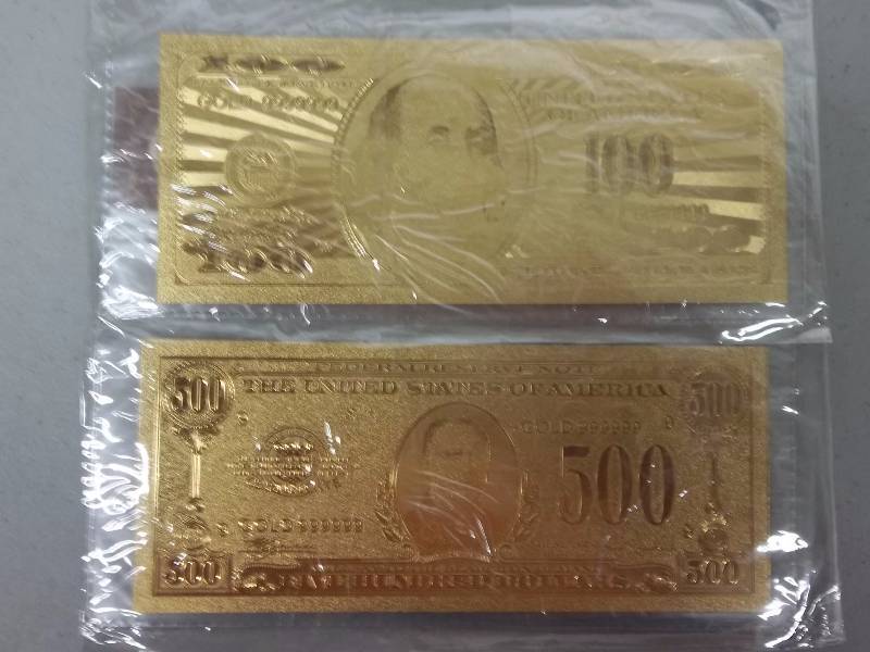 2- Gold Bank Notes With COA 99.9 Pure 24K (No Guarantee Of Quality Or Quantity Of Contents)