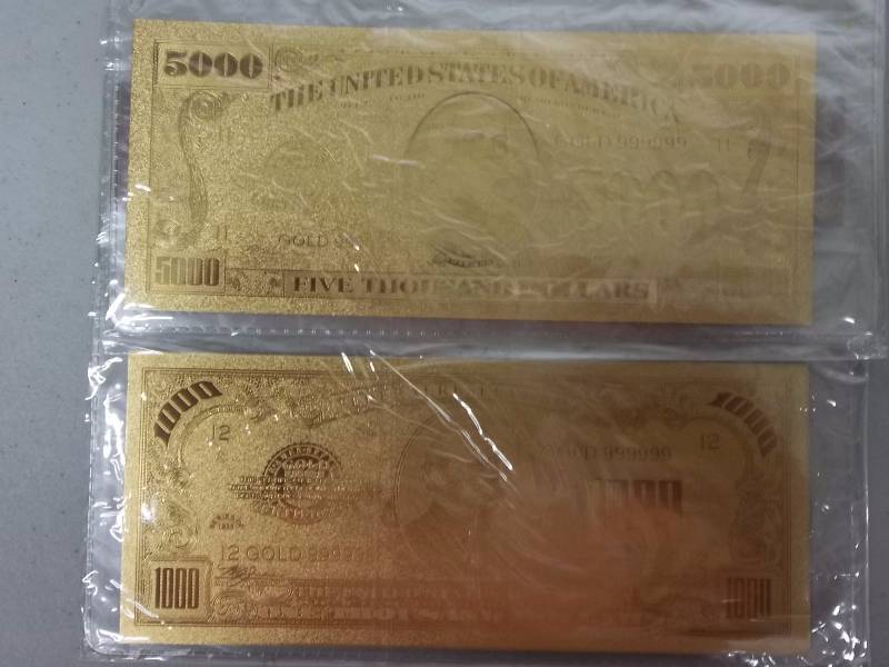 2- Gold Bank Notes With COA 99.9 Pure 24K (No Guarantee Of Quality Or Quantity Of Contents)
