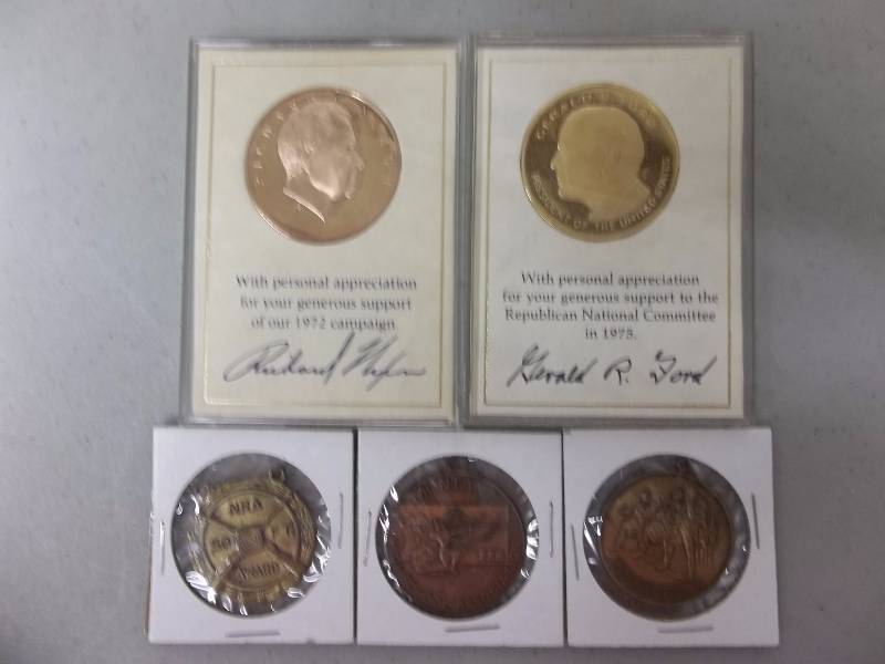 2- President Commemoratives (Nixon, Ford), 3 Other Commemorativse Coin