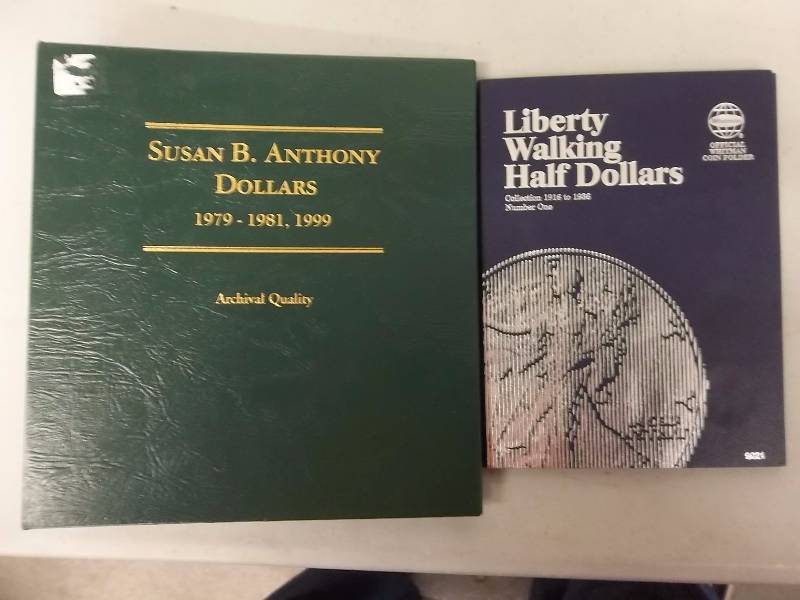 2- New Coin Albums Susan B. Anthony 1979-1981, 1999 & Walking Liberty Half Dollars Volume 1 1916-1936