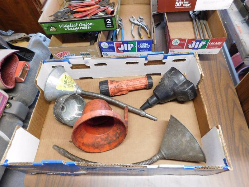 lot 60 image: large lot of funnels metal plastic