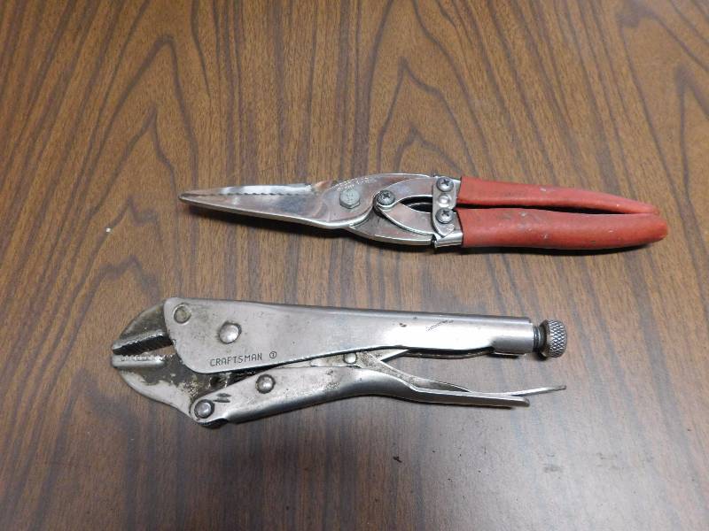 lot 57 image: craftsman brand vise grip and a tin snip