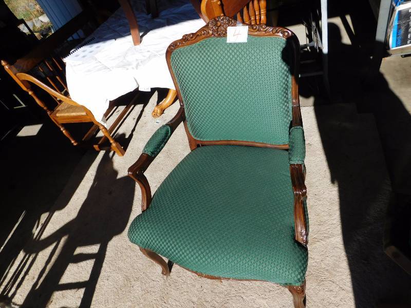 lot 4 image: vintage parlor chair sturdy good shape would look great refinished and recovered