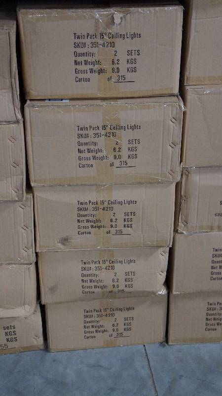 lot 40 image: 5 New Sealed Boxes of 2 TwinPacks 15 Patriot Lighting Flush Mount Stella Ceiling Lights