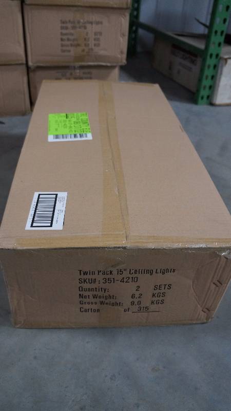 lot 43 image: 1 New Sealed Box of 2 TwinPacks 15 Patriot Lighting Flush Mount Stella Ceiling Lights