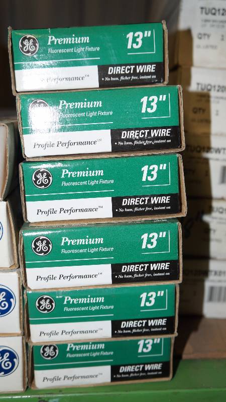 lot 73 image: Lot of 6 NIB 13 GE Profile Performance Premium Fluorescent Light Fixture - NO HUM