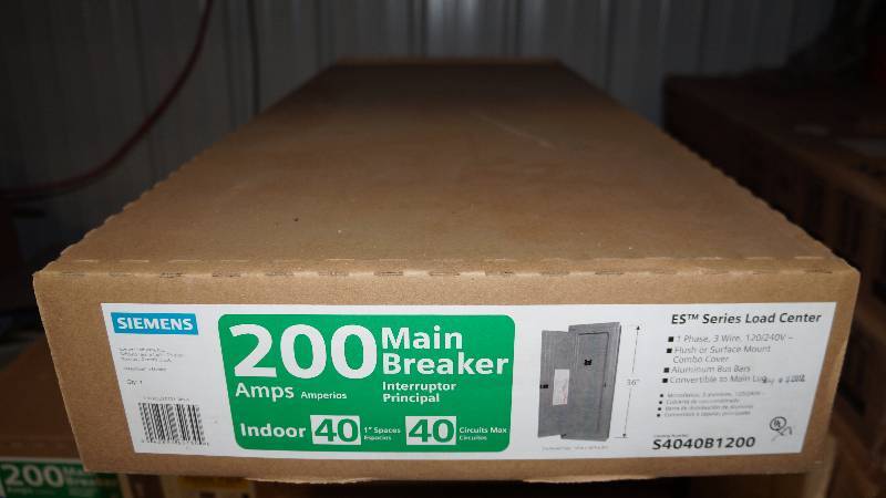 lot 82 image: NIB Siemens 200 Amps Indoor ES Series Load Center Main Breaker