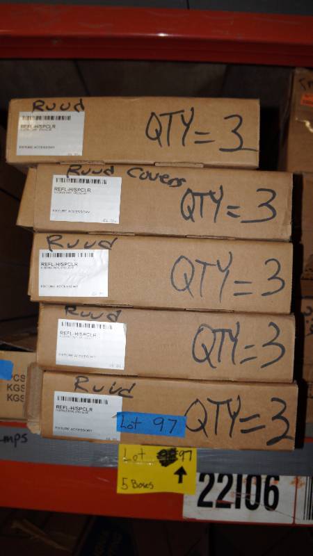 lot 97 image: Lot of 5 Boxes Ruud Lighting H-Series Covers