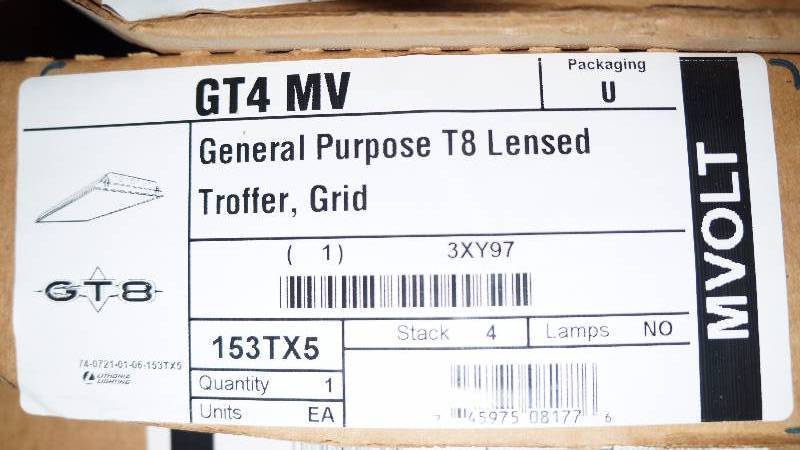lot 101 image: Lot of 3 NIB Lithonia Lighting T8 2x4 Lensed Troffer