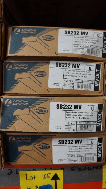 lot 105 image: Lot of 4 NIB Lithonia LIghting 4 T8 Lamps