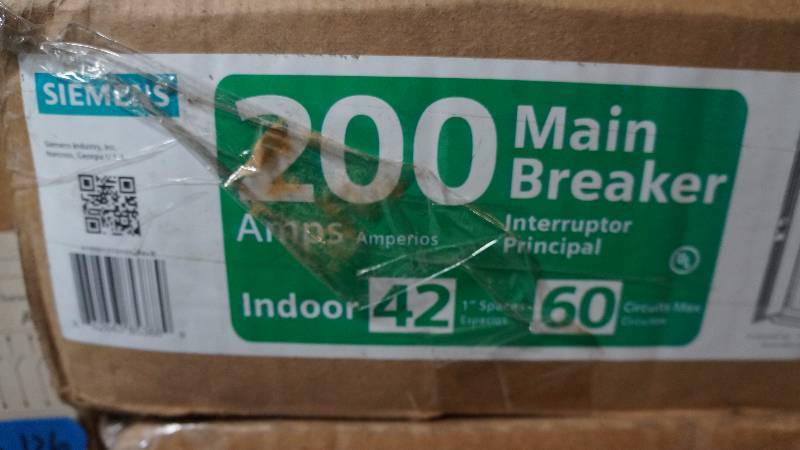 lot 127 image: NIB Siemens 200 Amps Indoor PL Series Load Center Main Breaker