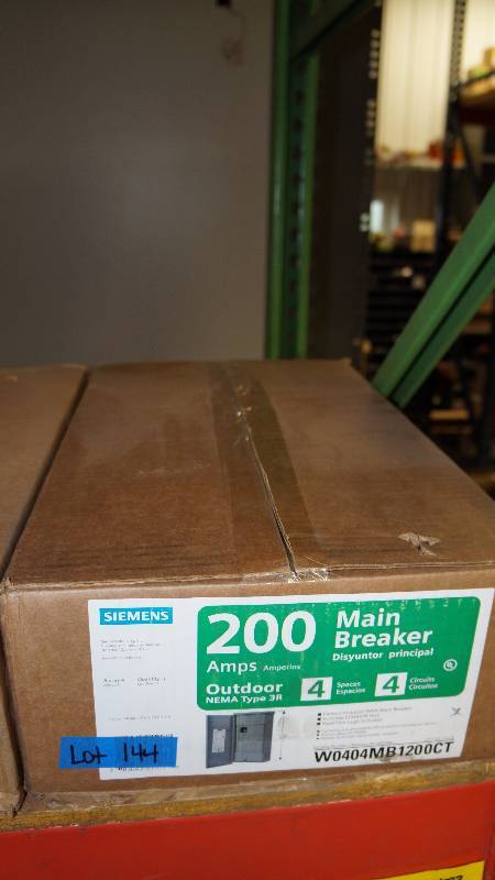 lot 144 image: NIB Siemens 200 Amps Outdoor NEMA Type 3R Main Breaker