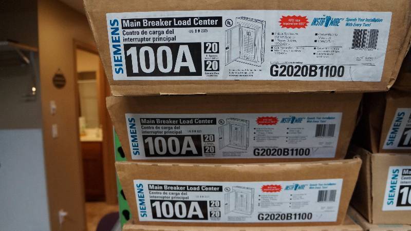 lot 145 image: Qty 3 NIB Siemens 100 Amp Indoor Enclosure (NEMA Type 1) Main Breaker Load Center