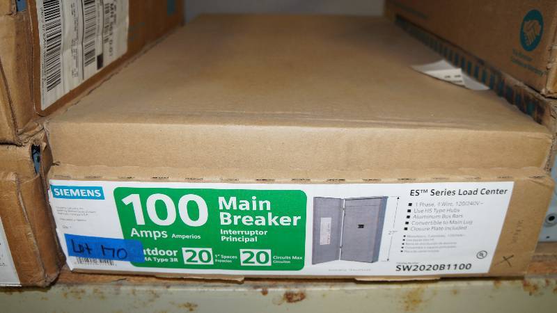 lot 170 image: NIB Siemens 100 Amps ES Series Load Center Main Breaker