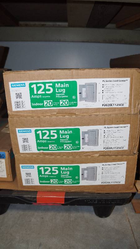 lot 181 image: Qty 3 NIB Siemens 125 Amps PL Series Load Center Main Lug