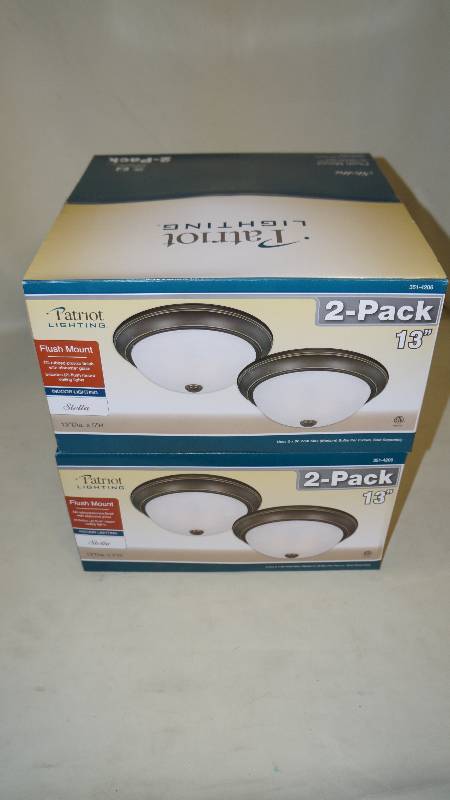 lot 4 image: 3 New Sealed Boxes of 2 TwinPacks 13 Patriot Lighting Flush Mount Stella Ceiling Lights