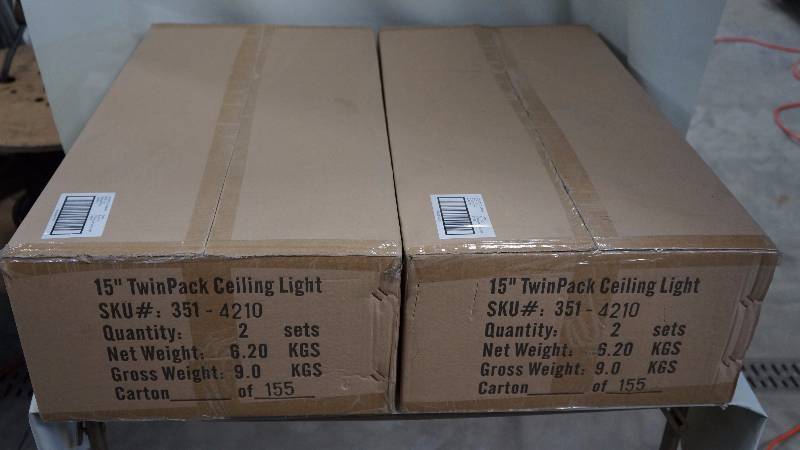 lot 18 image: 2 New Sealed Boxes of 2 TwinPacks 15 Patriot Lighting Flush Mount Stella Ceiling Lights
