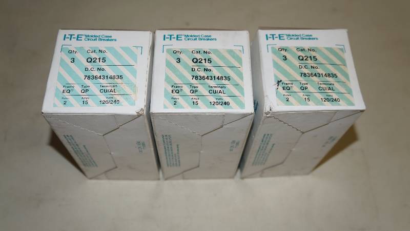 lot 225 image: Qty 9 NIB Siemens Q215 I-T-E 2 Pole Type QP 15 Amp 120240 Circuit Breakers