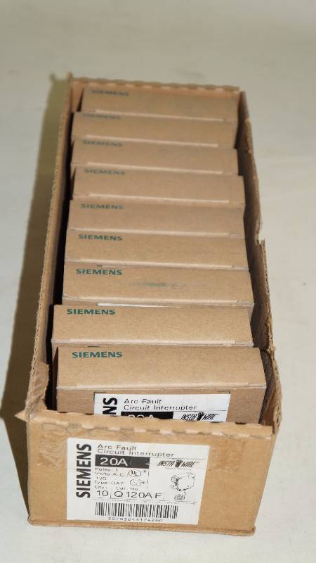 lot 230 image: Qty 9 NIB Siemens 20 Amp 1 Pole Type QAF 120 Volt Q120AF Arc Fault Circuit Interrupter