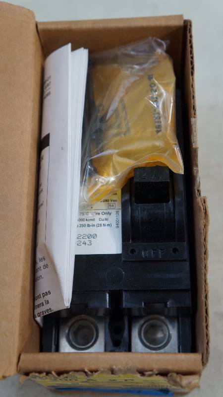 lot 339 image: NIB Square D 200 Amp 2 Pole 120240 V  Q2L2200 Circuit Breaker