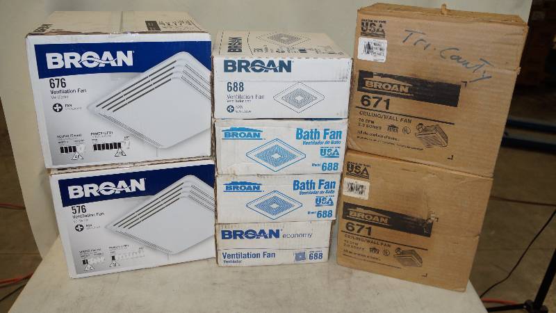 lot 377 image: Mixed Lot of 8 NIB Bath Fans