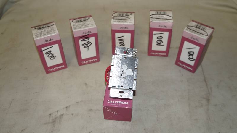 lot 381 image: Lot of 6 NIB Lutron Ariadni 1000 Watt 3-Way Preset Dimmer
