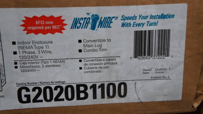 lot 158 image: NIB Siemens 100 Amp Indoor Enclosure (NEMA Type 1) Main Breaker Load Center