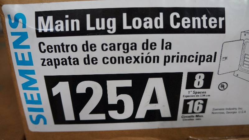 lot 162 image: NIB Siemens 125 Amps Indoor Enclosure (NEMA Type 1) Main Lug Load Center