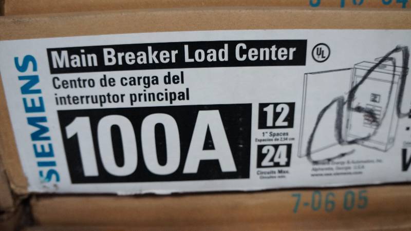 lot 169 image: NIB Siemens 100 Amp Outdoor Enclosure (NEMA Type 3R) Main Breaker Load Center