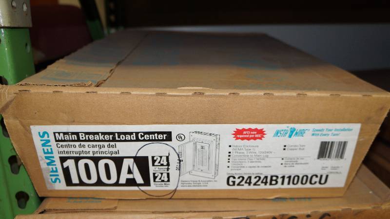 lot 174 image: NIB Siemens 100 Amp Indoor Enclosure (NEMA Type 1) Main Breaker Load Center