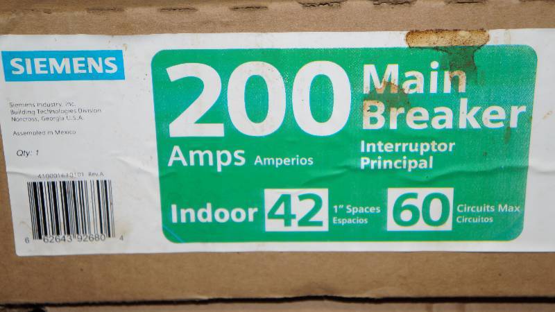 lot 193 image: NIB Siemens 200 Amps ES Series Load Center Main Breaker
