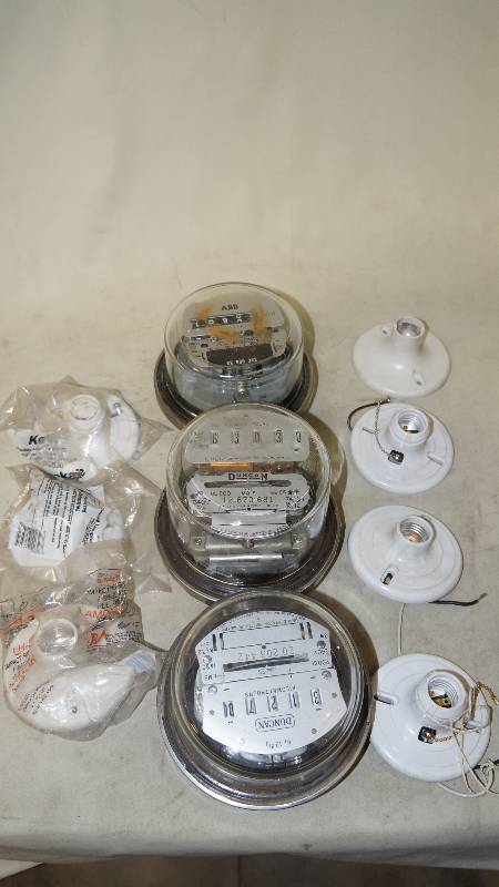lot 400 image: Mixed lot of Ceiling Lamp Holders and Meters