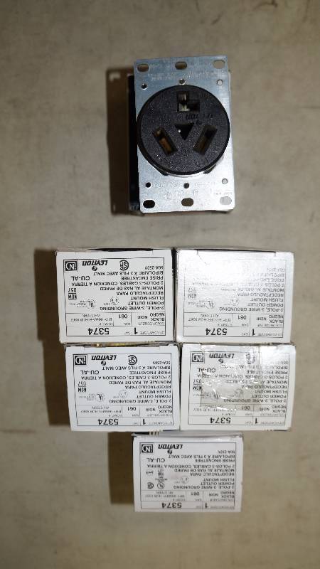 lot 413 image: Qty 6 Individual NIB 2-Pole, 3-Wire Grounding Power Outlet Flush Mount
