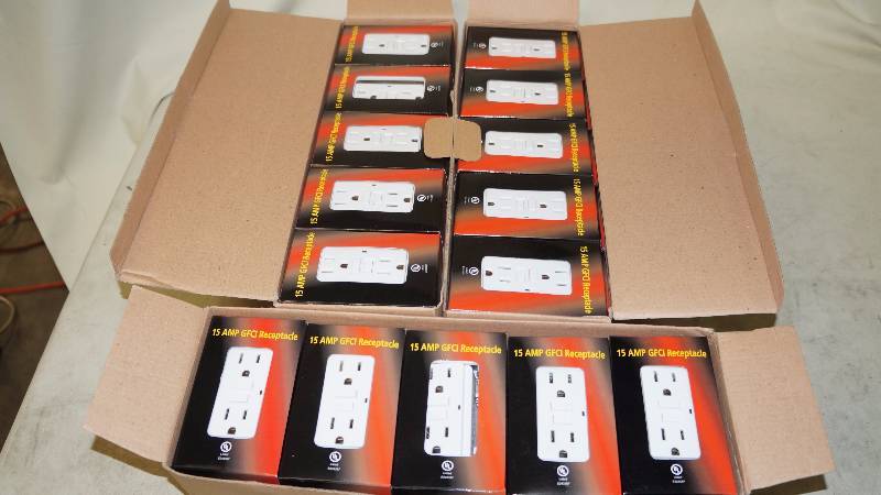 lot 432 image: Qty 3 NIB North Tech 15 Amp GFCI Receptacles (Qty 10box)