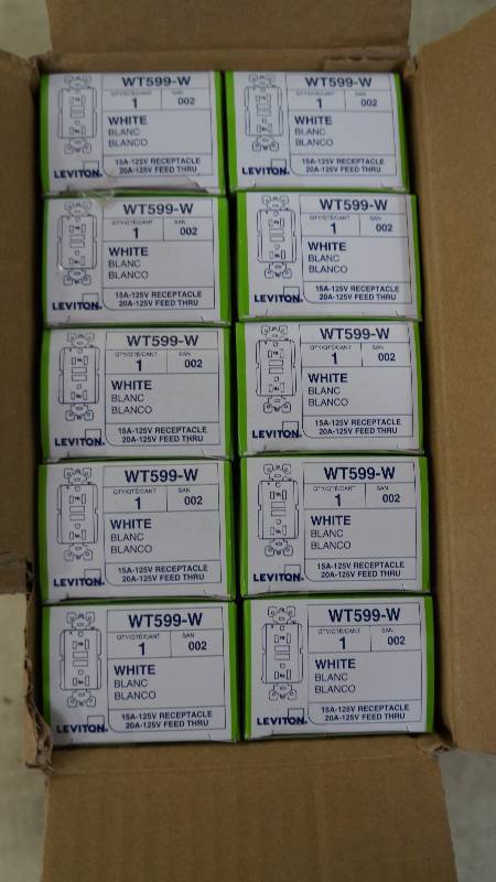 lot 444 image: Lot of 10 NIB Leviton Commercial Smartlockpro Weather & Tamper Resistant Slim GFCI Lighted