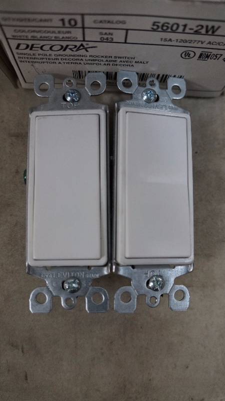 lot 452 image: Lot of NIB Leviton Decora White Rocker Switches
