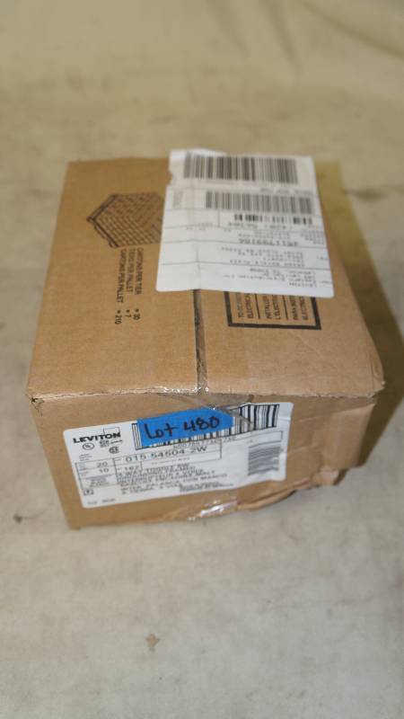 lot 480 image: Qty 20 Sealed NIB Leviton 4-Way Toggle SW Grounding Framed White