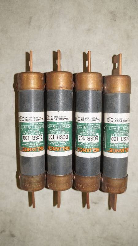 lot 525 image: Lot of 3 Reliance 100 Amp 600 Volts ECSR 100 Class RK5 Time Delay Dual Element CL Fuse