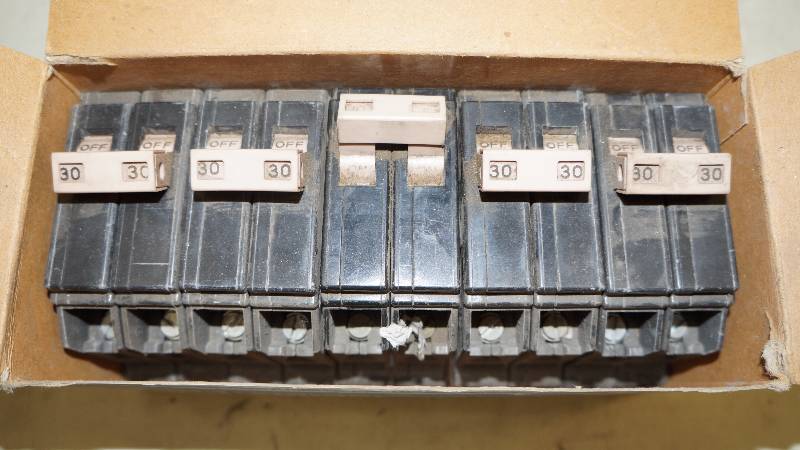 lot 305 image: Qty 5 NIB Cutler-Hammer 30 Amp Double Pole CH230 Circuit Breakers