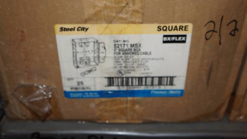 lot 497 image: Qty 50 NIB Sealed Thomas & Betts Steel City Square 4 Square Box for Cables