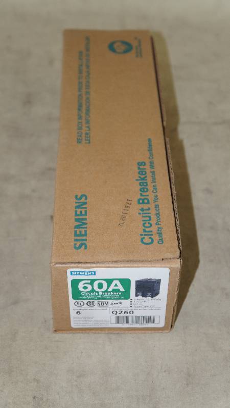 lot 691 image: Qty 6 NIB Siemens 60 Amp 2-Pole Q260 Circuit Breakers