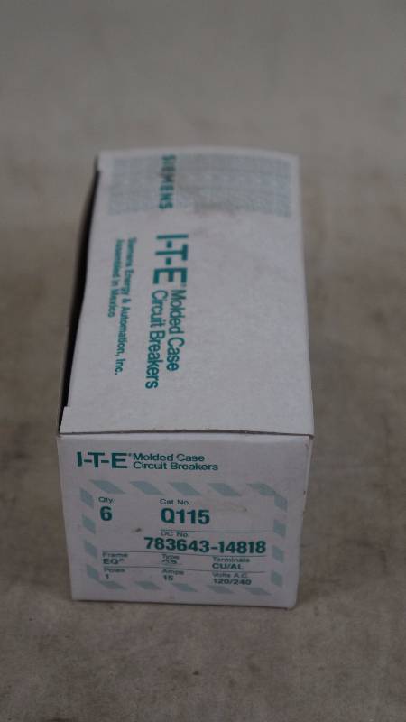 lot 702 image: Qty 6 NIB Siemens I-T-E 15 Amp 1-Pole Type QP Q115 Circuit Breakers