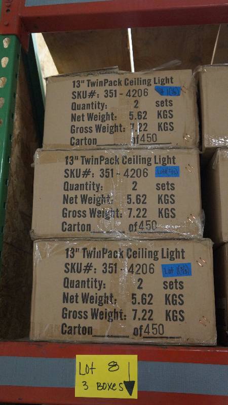 lot 1 image: 3 New Sealed Boxes of 2 TwinPacks 13 Patriot Lighting Flush Mount Stella Ceiling Lights