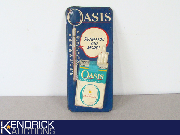 Vintage Metal Oasis Cigarette Advertising Thermometer Sign