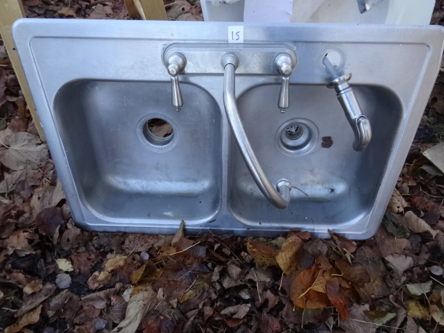 lot 15 image: double basin stainless sink