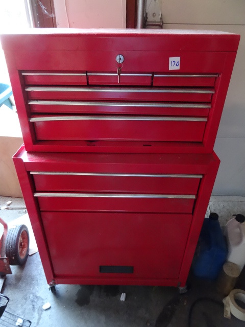 lot 170 image: 8 drawer rolling tool cabinet lock and key