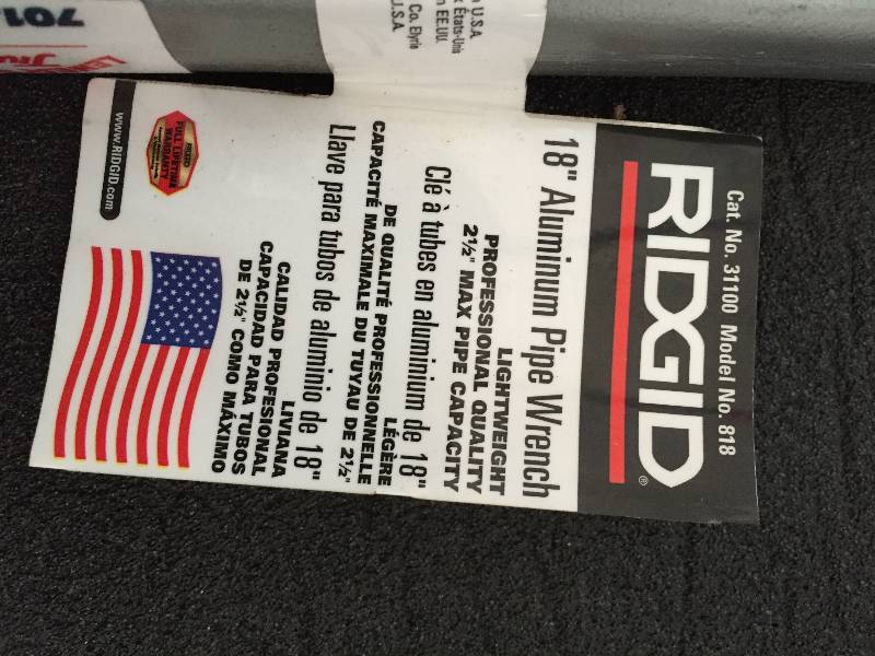 RIDGID  pipe wrench   Brand-new   18 aluminum