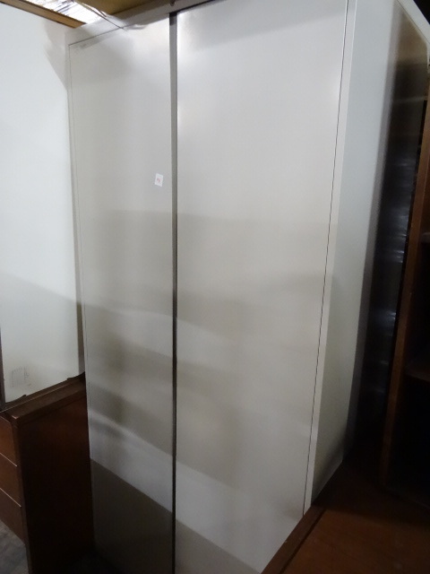 lot 98 image: 2 Door Metal Wardrobe Cabinet